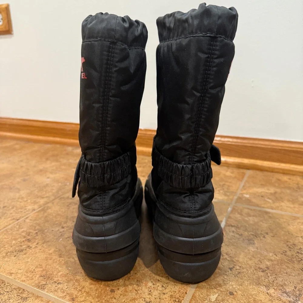 Sorel Flurry Insulated Snow Boots Youth Size 6 Waterproof Winter Black Outdoor